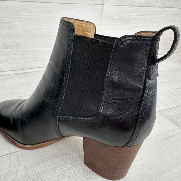 Madewell The Regan Ankle Boots Women 8 Black Leather Block Heel Chelsea‎ Bootie - Picture 9 of 14